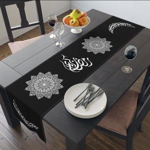 Ramadan Kareem Table Runner printed design Cotton black and white runner